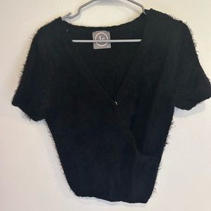 Lily Rain Black Fuzzy Top